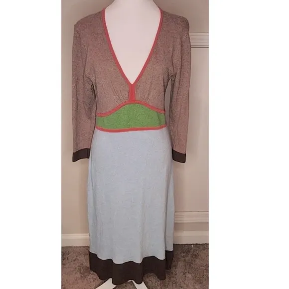 🍓 Boden colorblock sweater fit and flare flattering midi dress RARE size 14