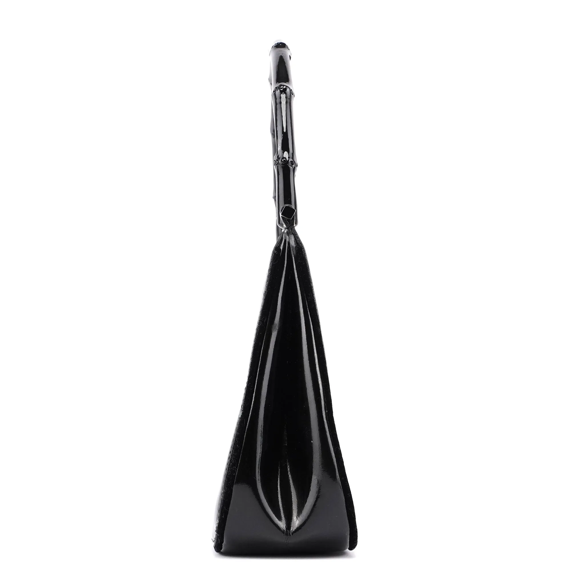 005 0776 Black Patent Leather Bamboo Shoulder Bag