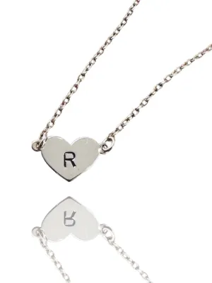 16” Sterling Heart Initial Necklace