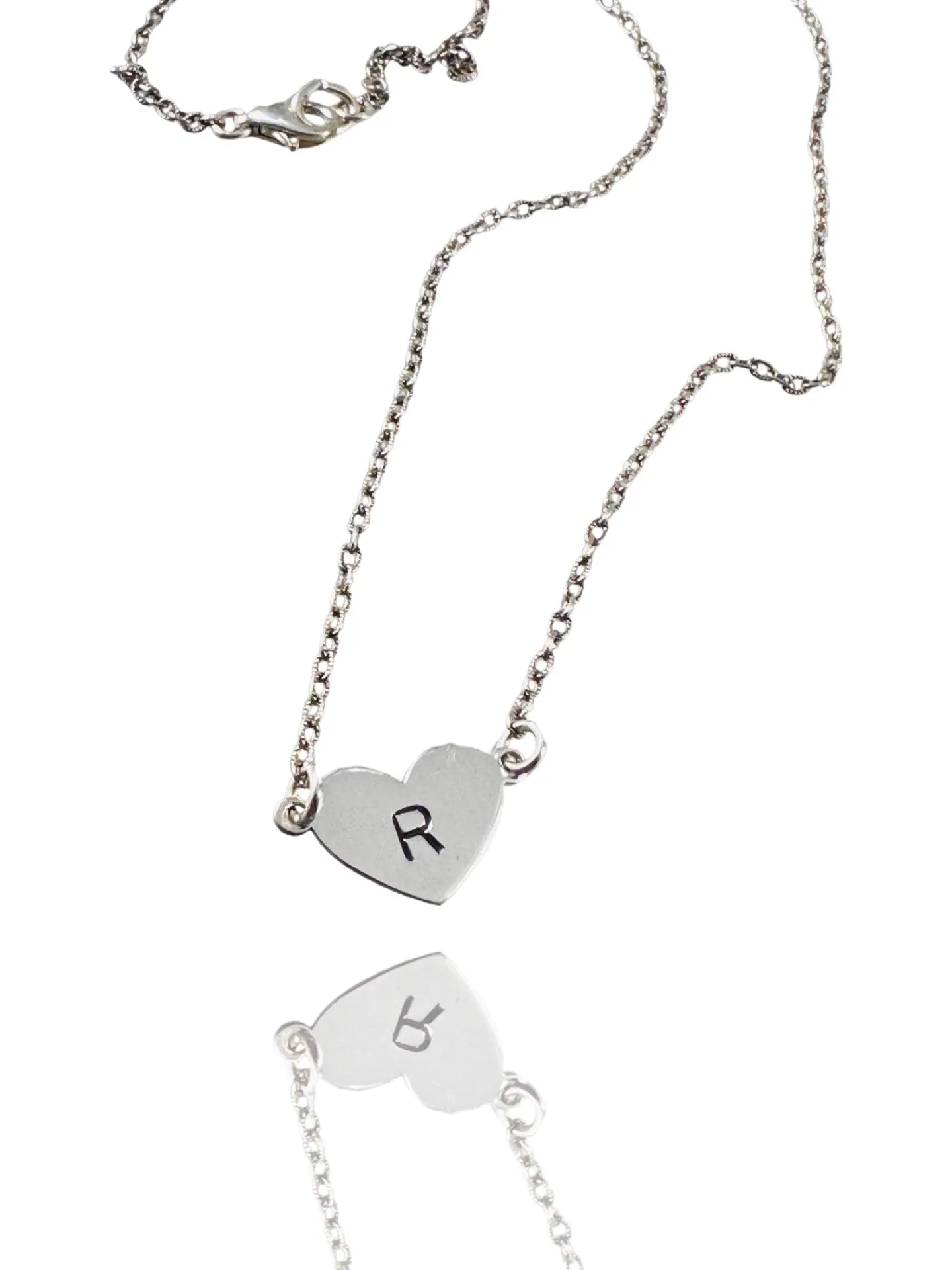 16” Sterling Heart Initial Necklace