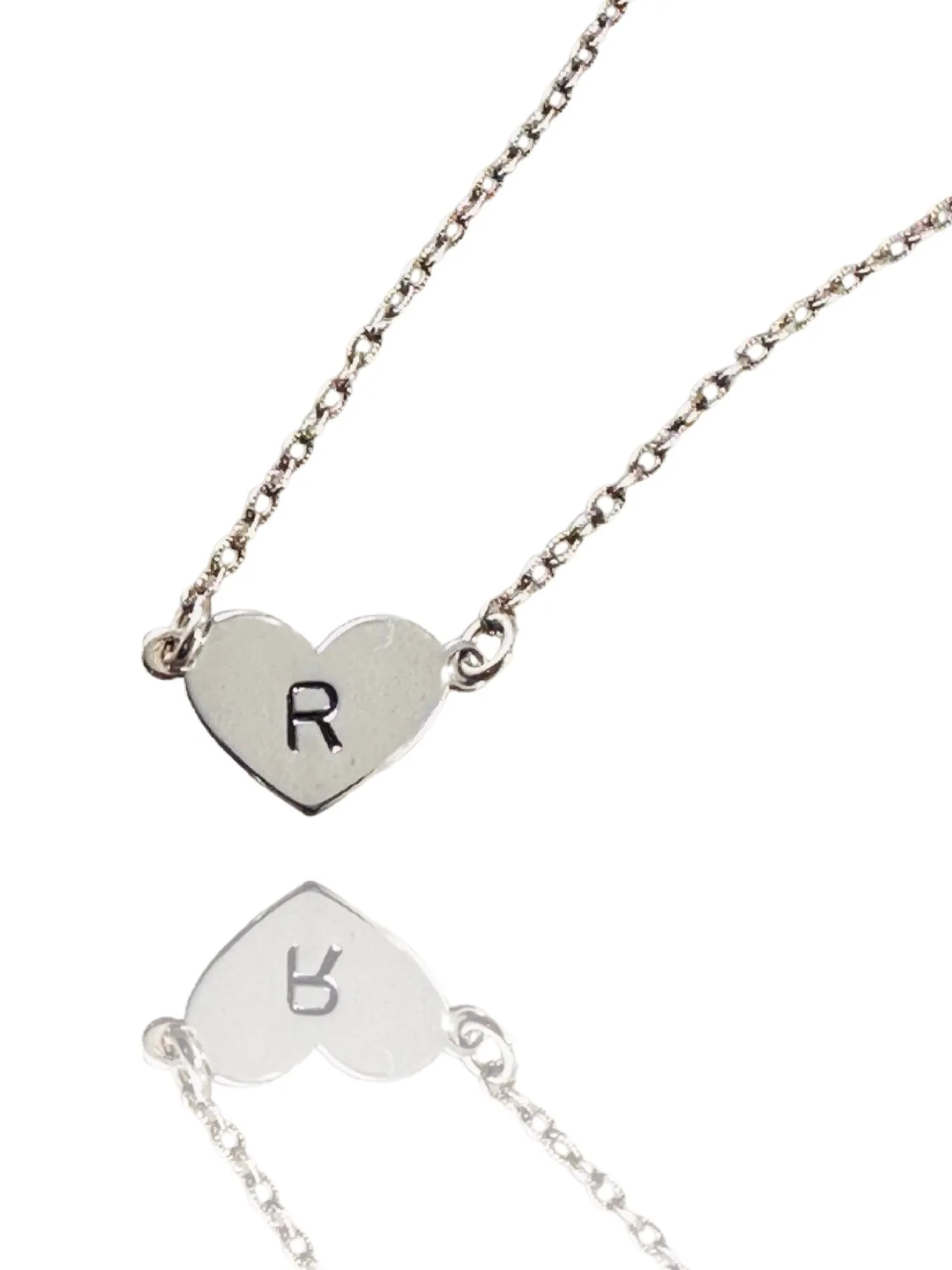 16” Sterling Heart Initial Necklace
