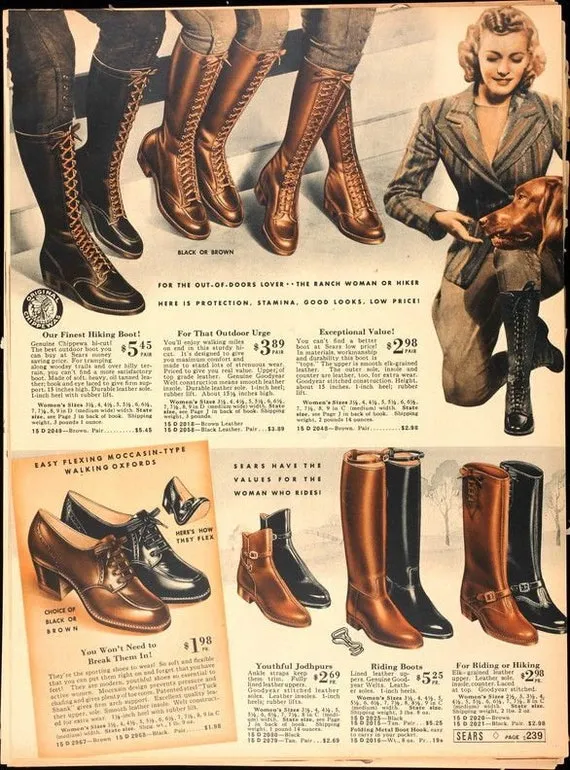 1930s Lace Up Knee High Leather Boots Chippewa