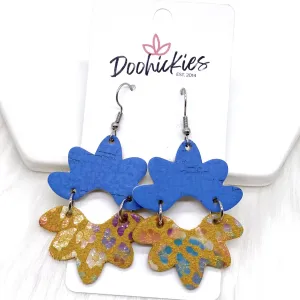 2.5" Blue & Rainbow Leopard Blossoms - Fall Earrings