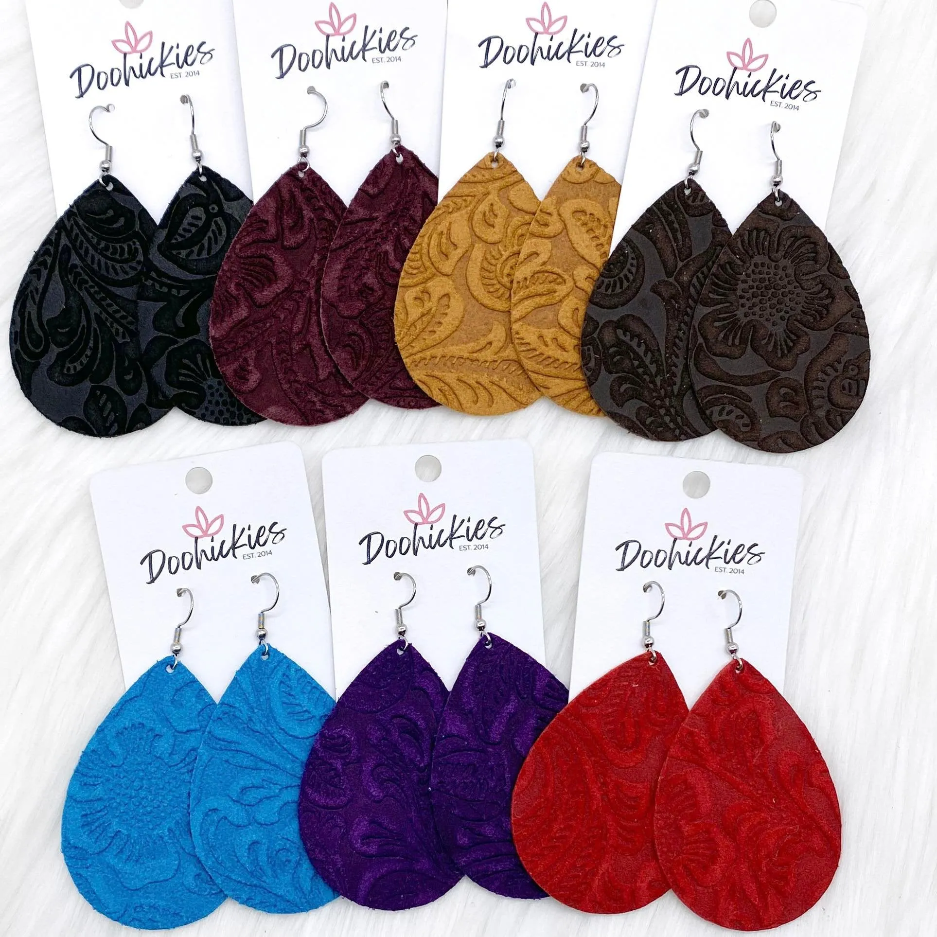 2.5" Embossed Suede Teardrops -Earrings