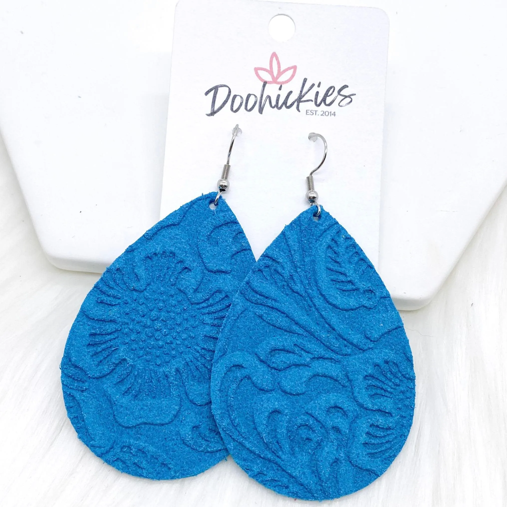 2.5" Embossed Suede Teardrops -Earrings