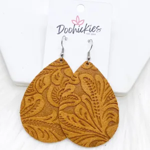 2.5" Embossed Suede Teardrops -Earrings