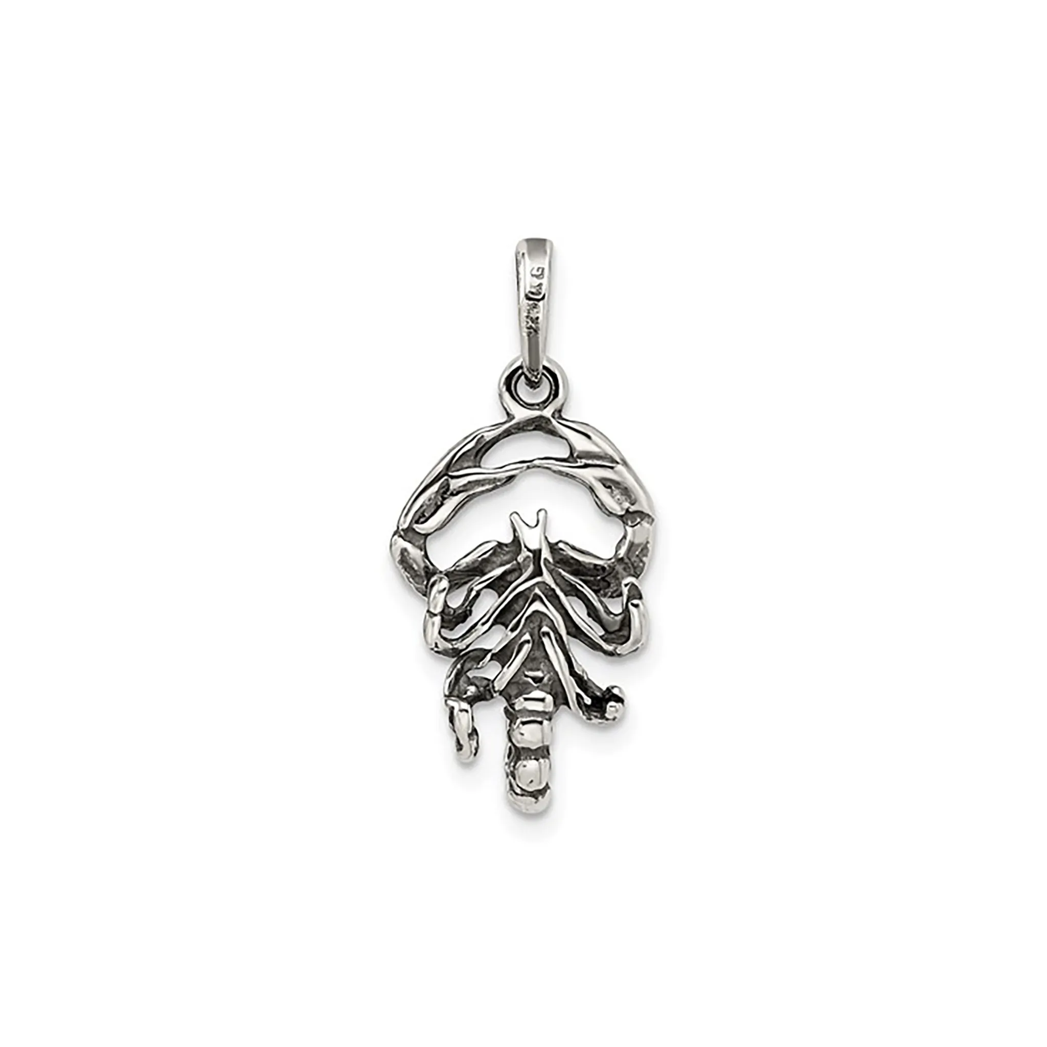 3-D Antique-Finish Scorpio Zodiac Pendant (Silver)