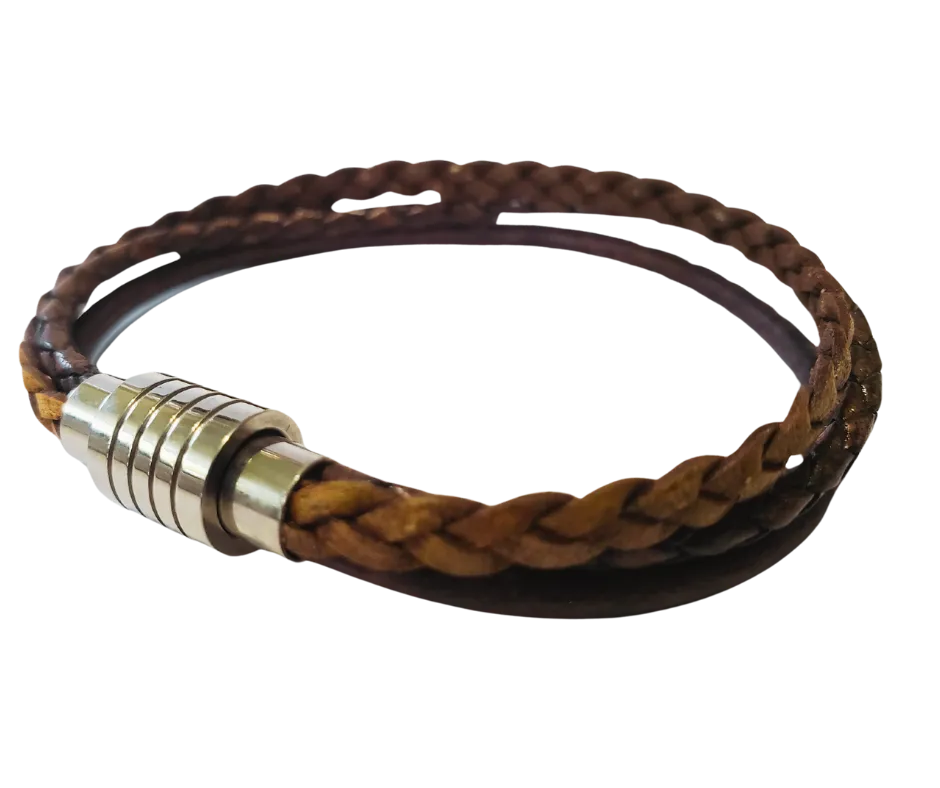3 Strand Braided Leather Bracelet