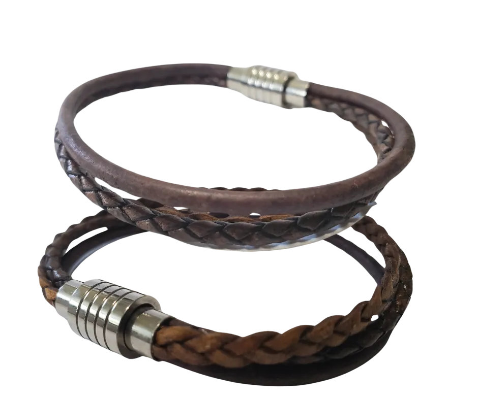 3 Strand Braided Leather Bracelet
