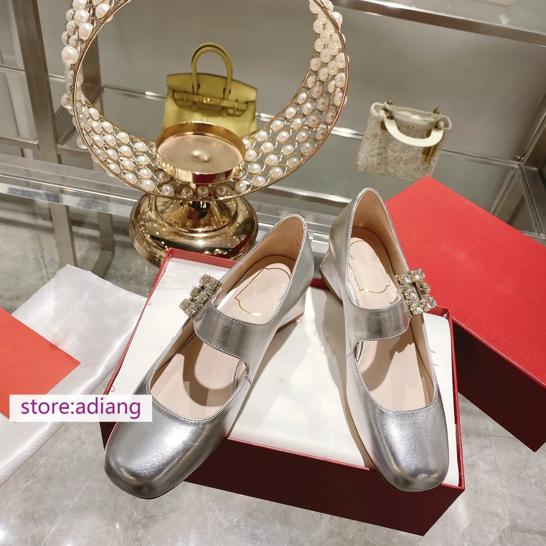 4.5cm thick heel patent leather boat shoes buckle women fashion 2023 35-40