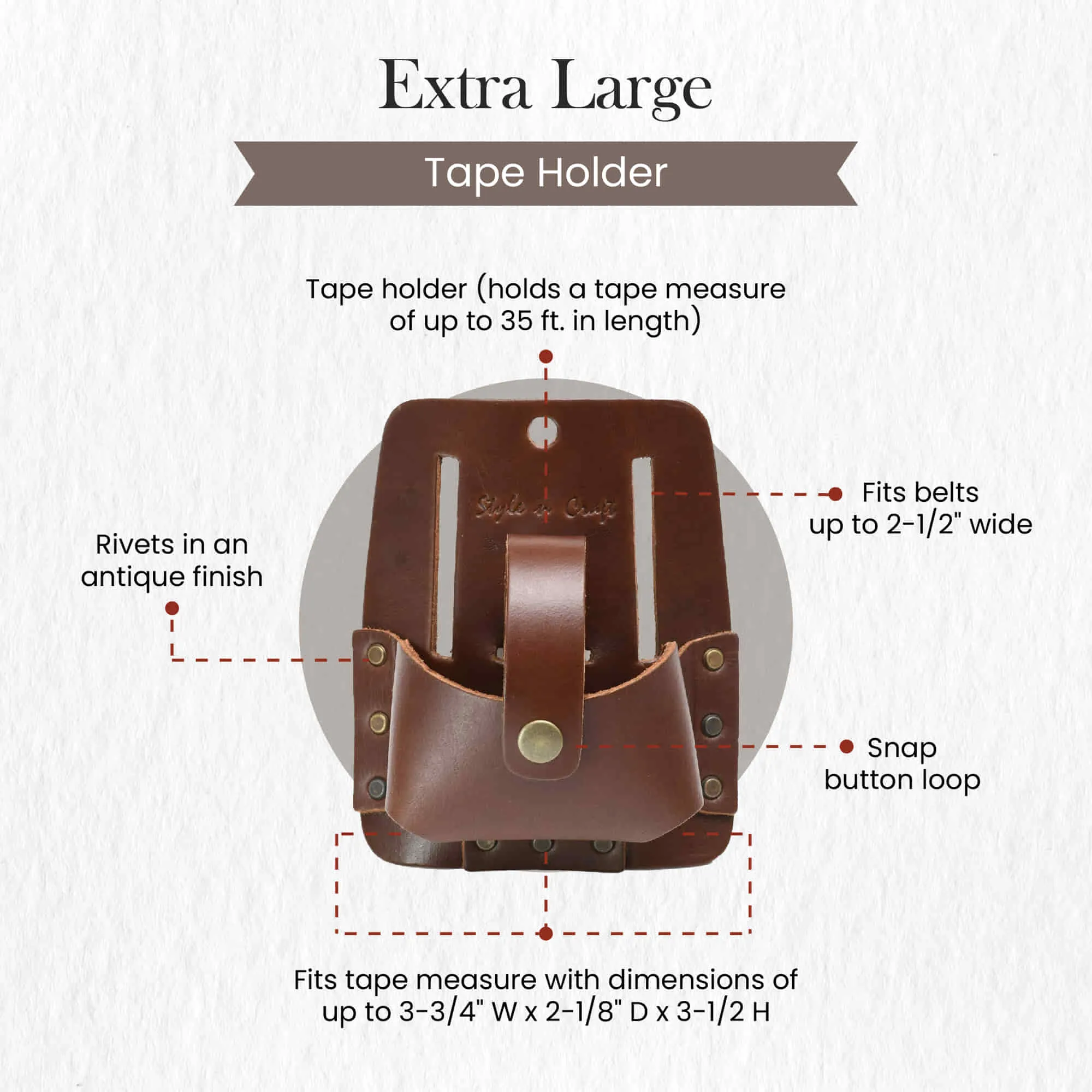 98014-Extra Large Tape Holder- Heavy Full Grain Leather | Style n Craft