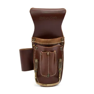 98016 - 5 Pocket Pliers & Hammer Holder in Dark Tan Full Grain Leather | Style n Craft