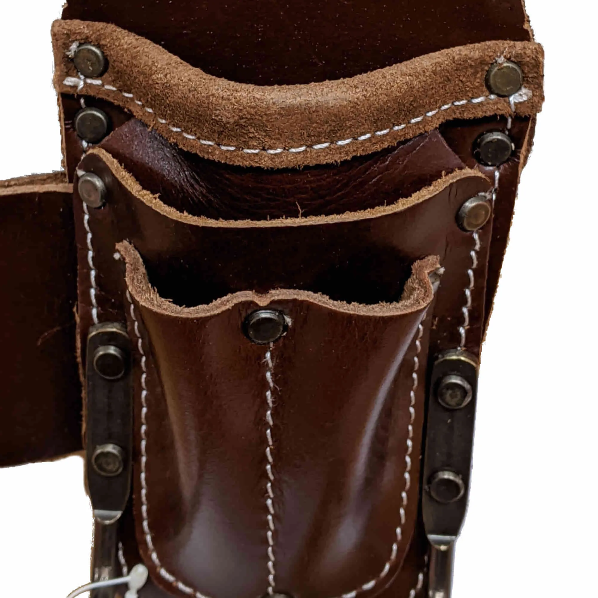 98016 - 5 Pocket Pliers & Hammer Holder in Dark Tan Full Grain Leather | Style n Craft