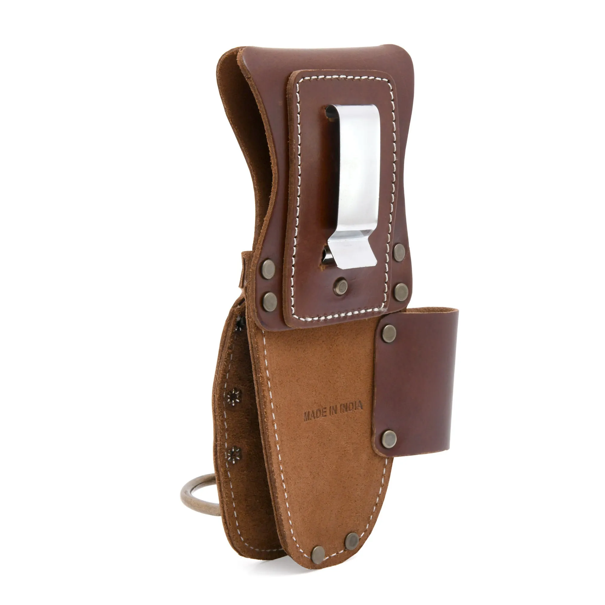 98016 - 5 Pocket Pliers & Hammer Holder in Dark Tan Full Grain Leather | Style n Craft