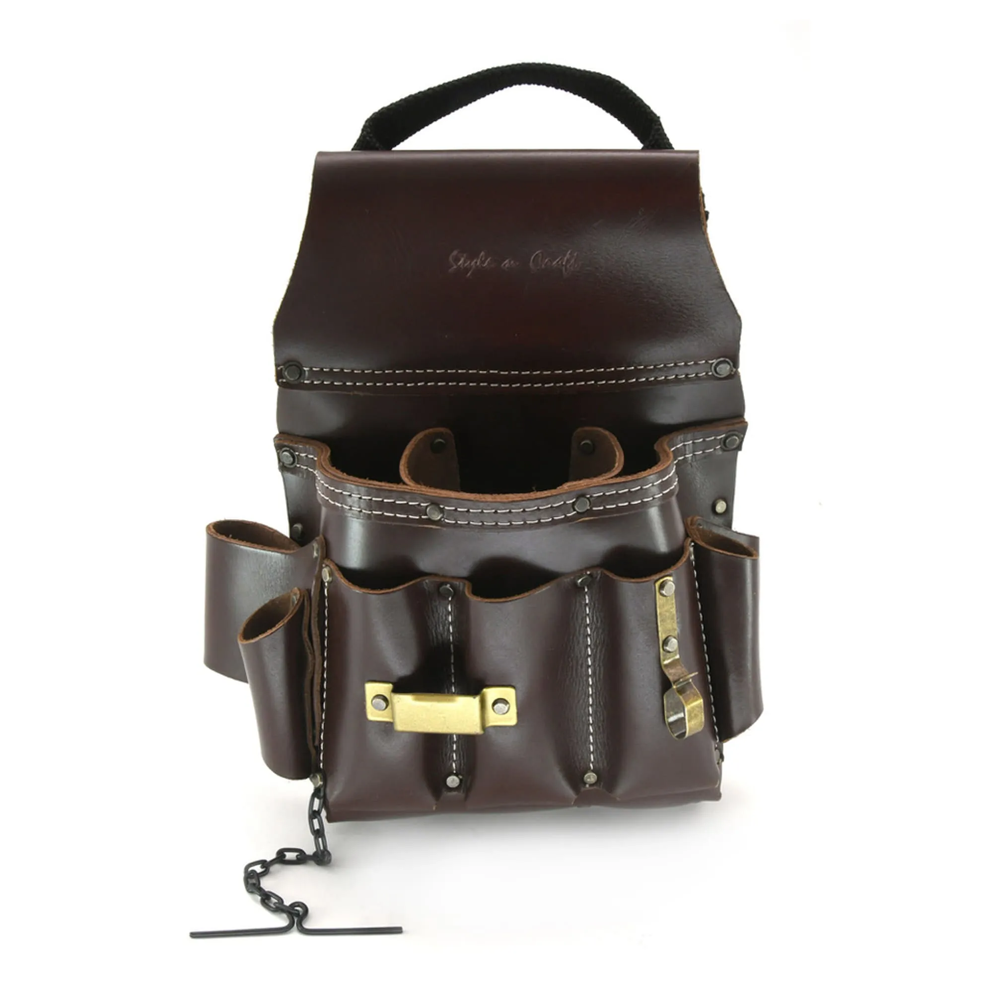 98465 - 10 Pocket Electrician's Tool Pouch in Tan Full Grain Leather | Style n Craft