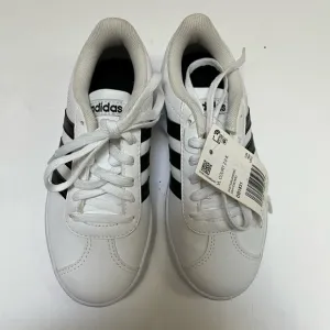 Adidas  Boys Vl Court 2.0 Sneakers Shoes sz 12.5k White Leather Black Stripe
