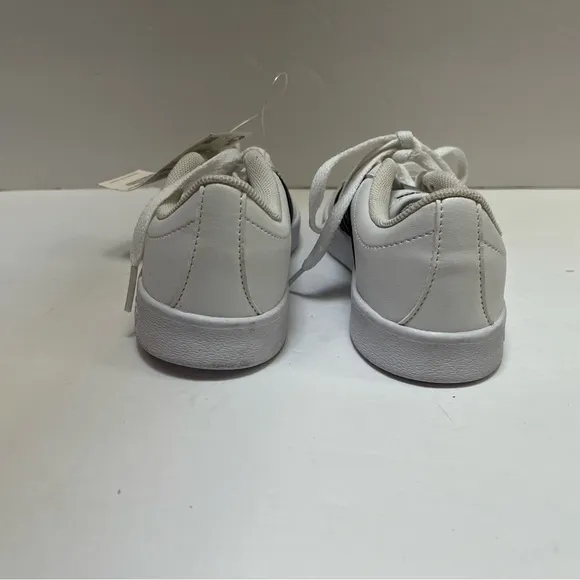 Adidas  Boys Vl Court 2.0 Sneakers Shoes sz 12.5k White Leather Black Stripe