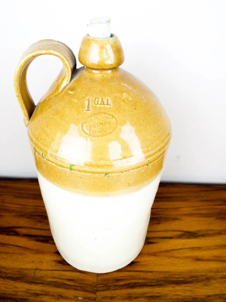 Antique English1 Gallon Crock Jug ~ H Inwood Grocer, Luton