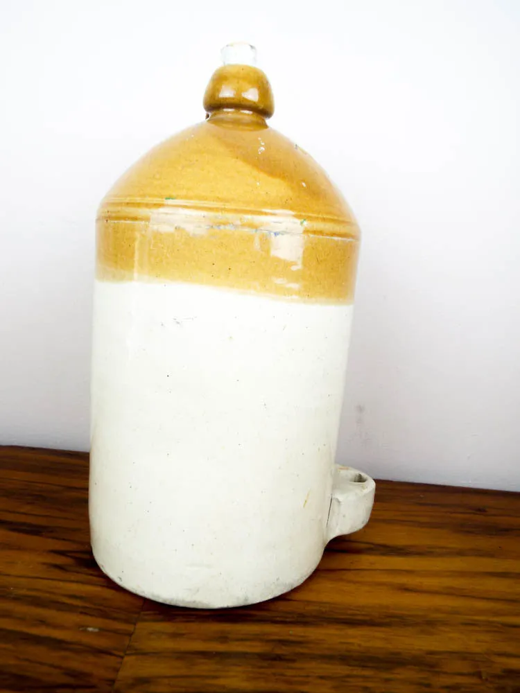Antique English1 Gallon Crock Jug ~ H Inwood Grocer, Luton