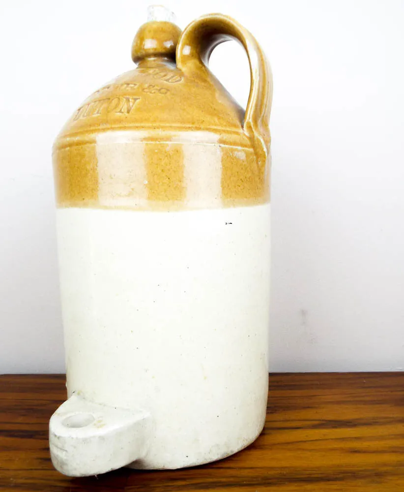 Antique English1 Gallon Crock Jug ~ H Inwood Grocer, Luton