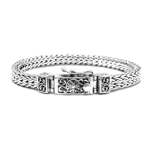 Antique Finish Braided Solid Bracelet (Silver)