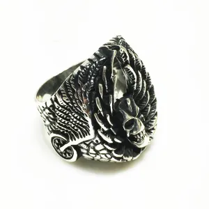 Antique-Finish Demon Head Ring (Silver)