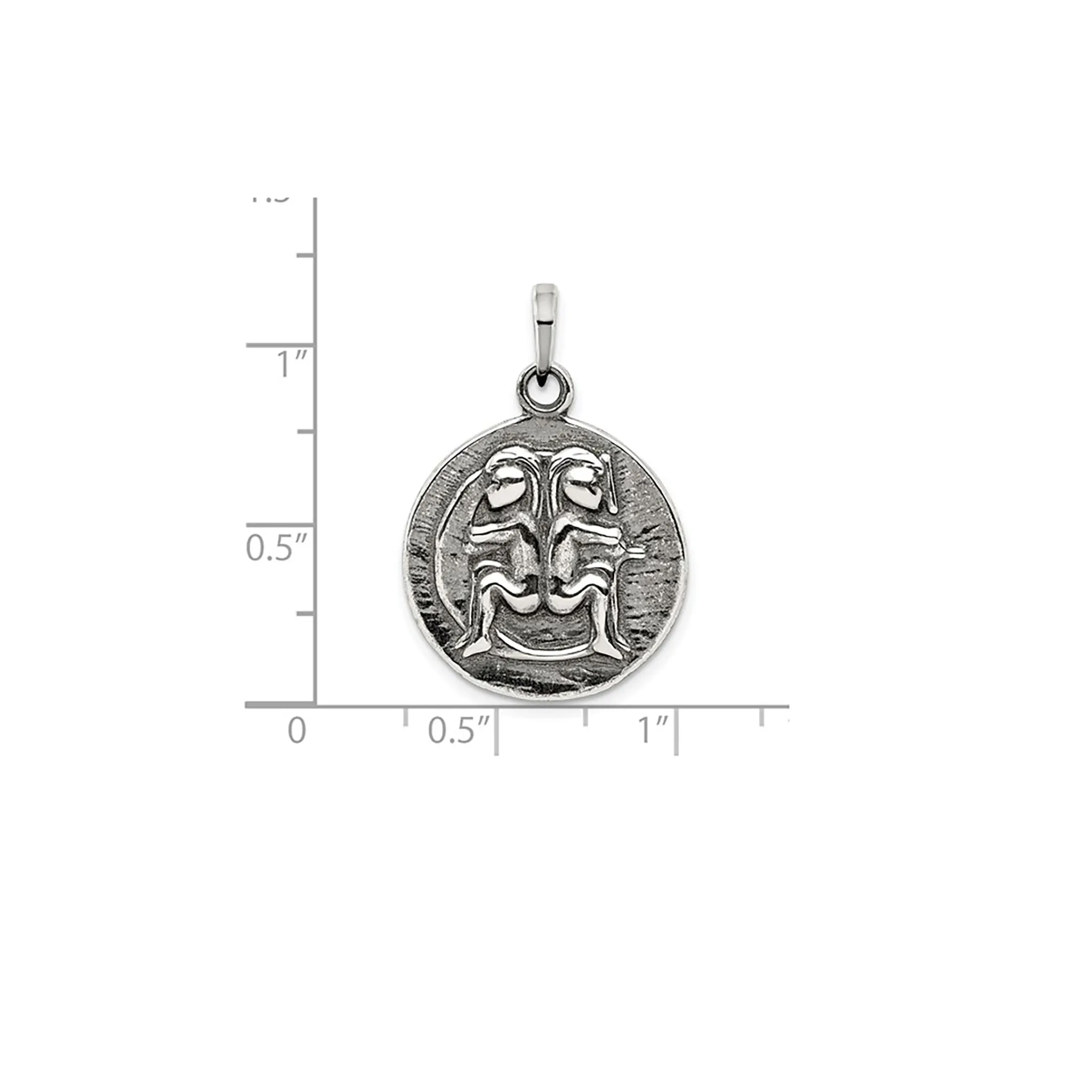 Antique-Finish Gemini Zodiac Pendant (Silver)