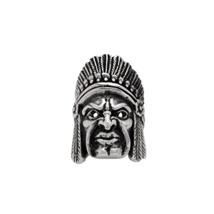 Antique-Finish Indian Head Chief Ring (Silver)