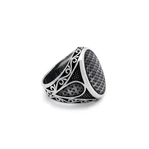 Antique Finish Mesh Floral Ring (Silver)