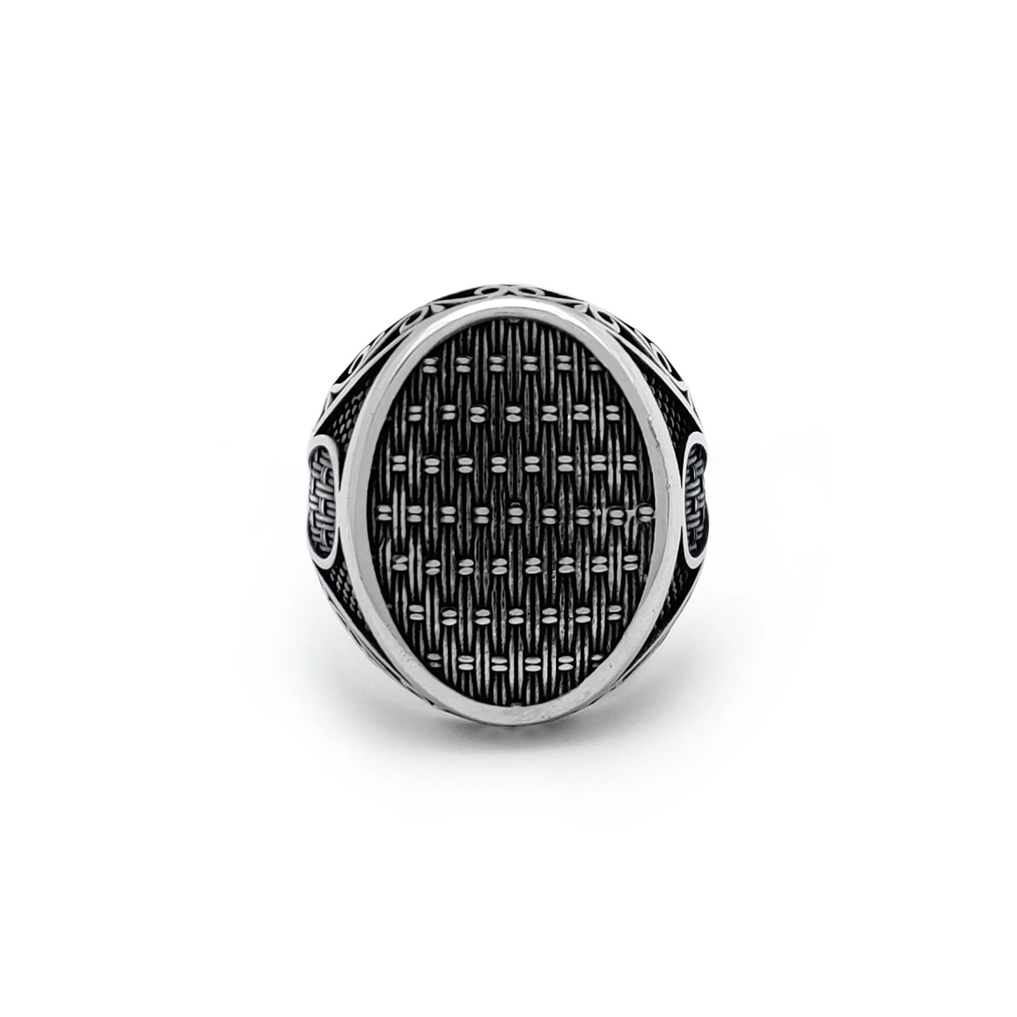 Antique Finish Mesh Floral Ring (Silver)