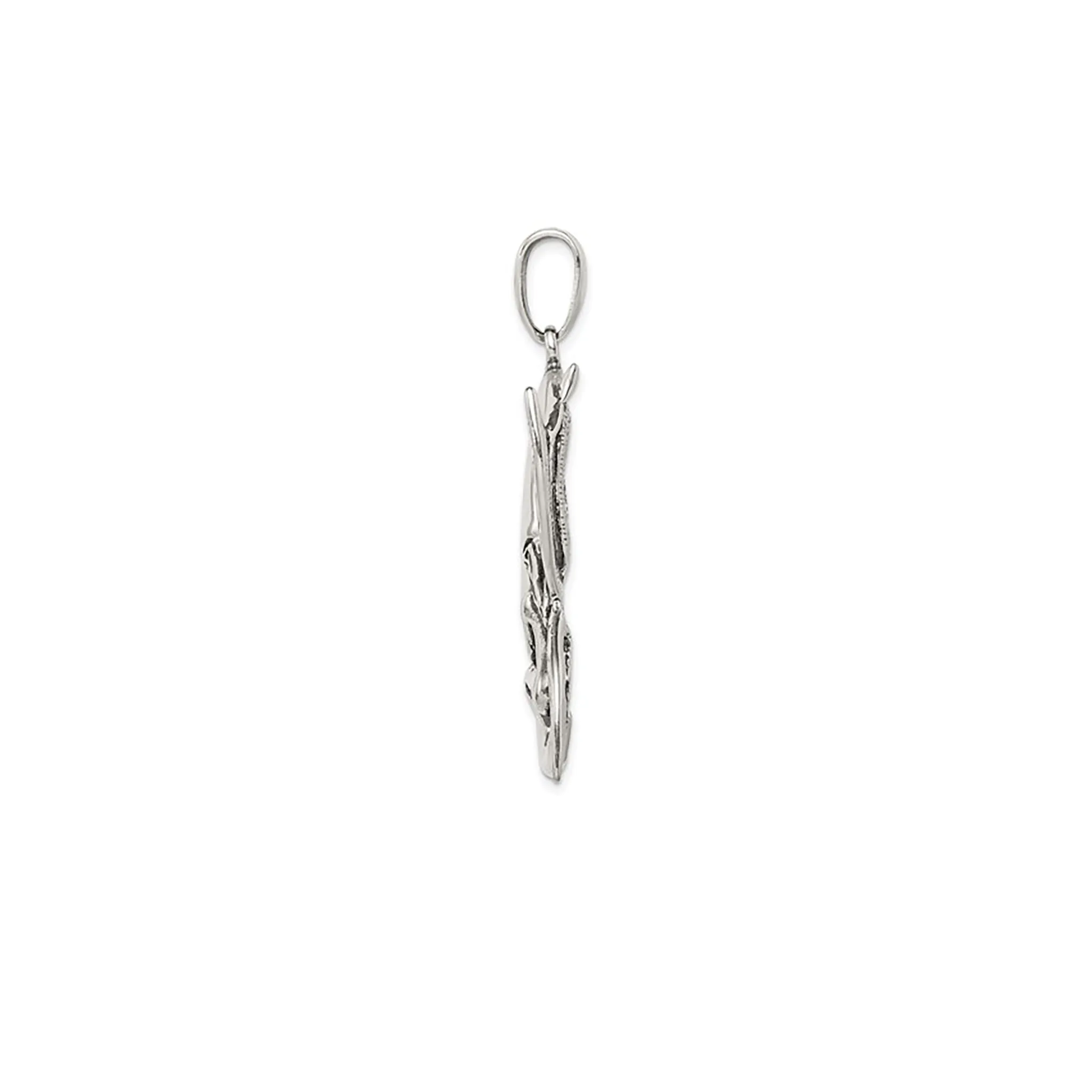 Antique-Finish Moon & Fairy Pendant (Silver)