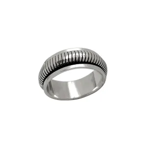 Antique Finish Rotating Snake Link Band Ring (Silver)