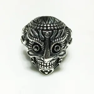 Antique-Finish Samurai Mask Ring (Silver)