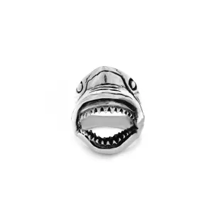 Antique-Finish Shark Head Ring (Silver)