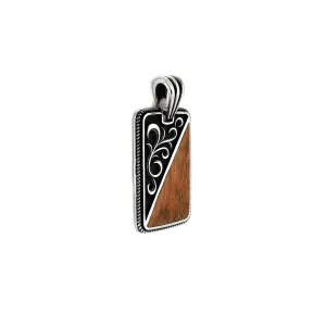 Antique-Finish Silver & Mahogany Dog Tag Pendant
