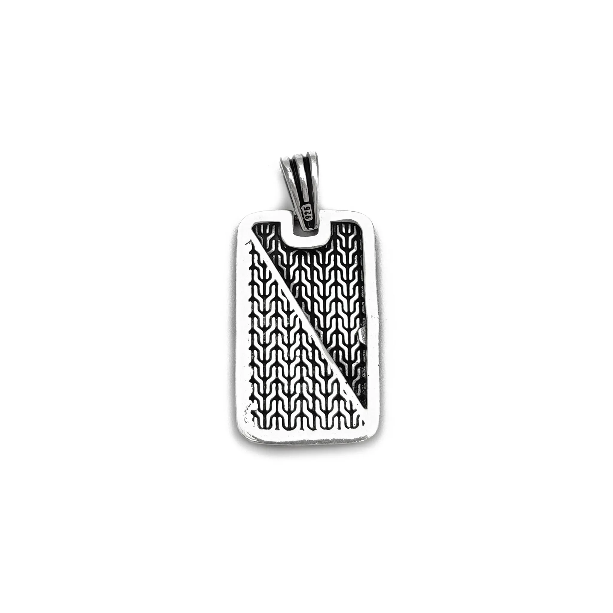 Antique-Finish Silver & Mahogany Dog Tag Pendant