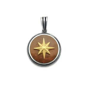 Antique-Finish Silver Star & Mahogany Pendant