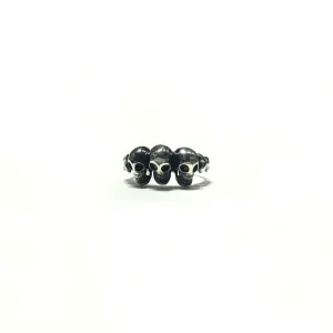 Antique-Finish Triple Skull Head Ring (Silver)