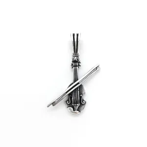 Antique-Finish Violin Pendant (Silver)