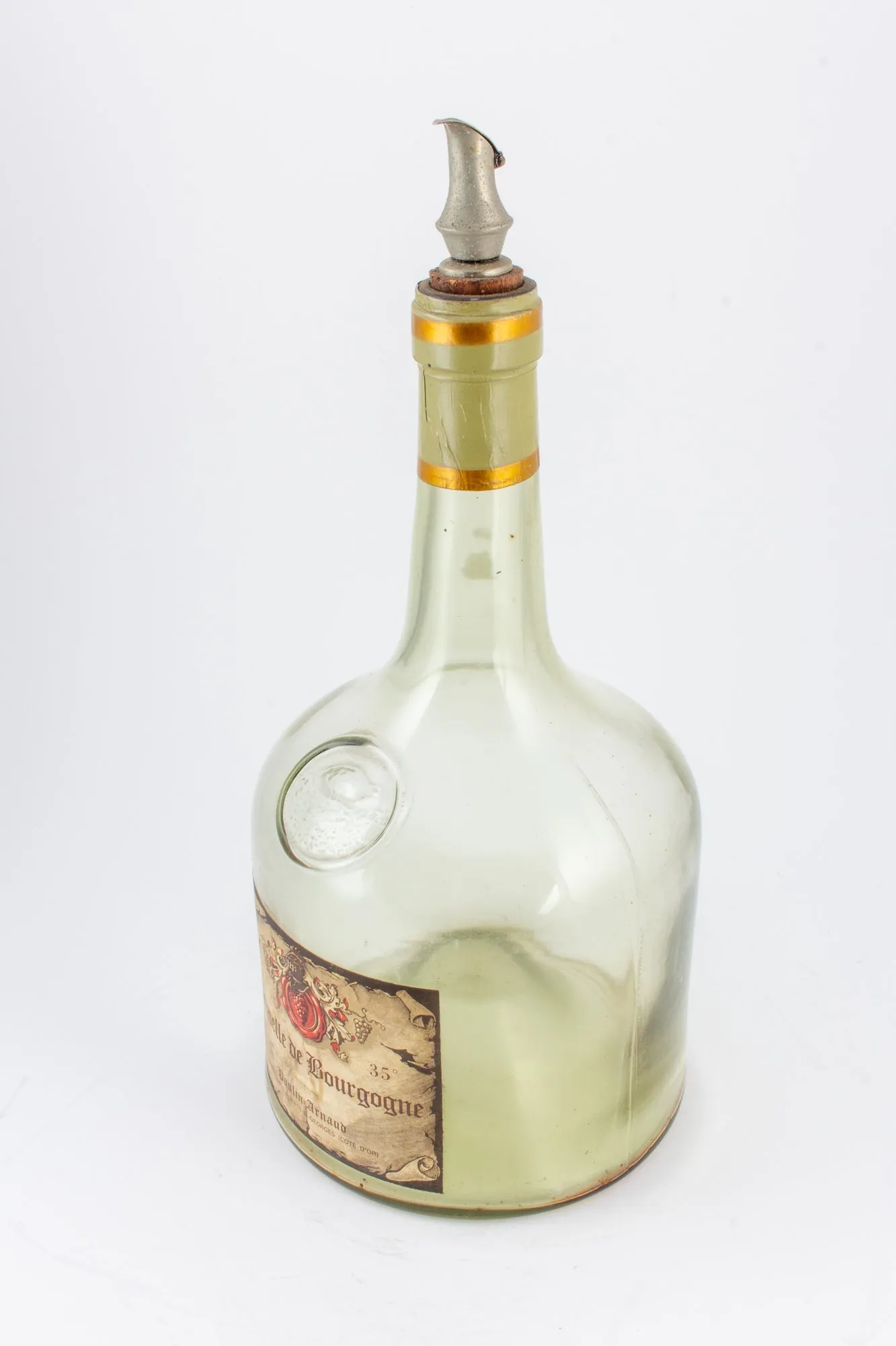 Antique French Spirits Bottle with Metal Spout