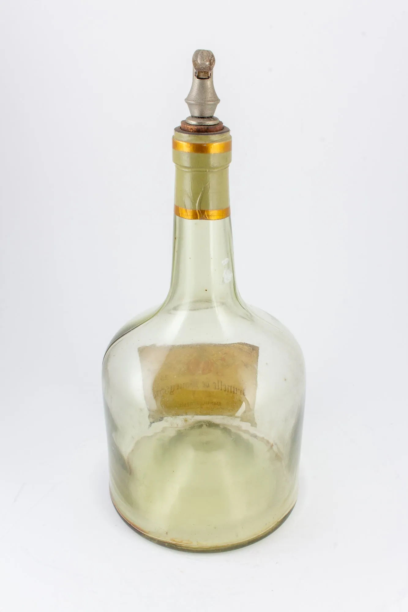 Antique French Spirits Bottle with Metal Spout