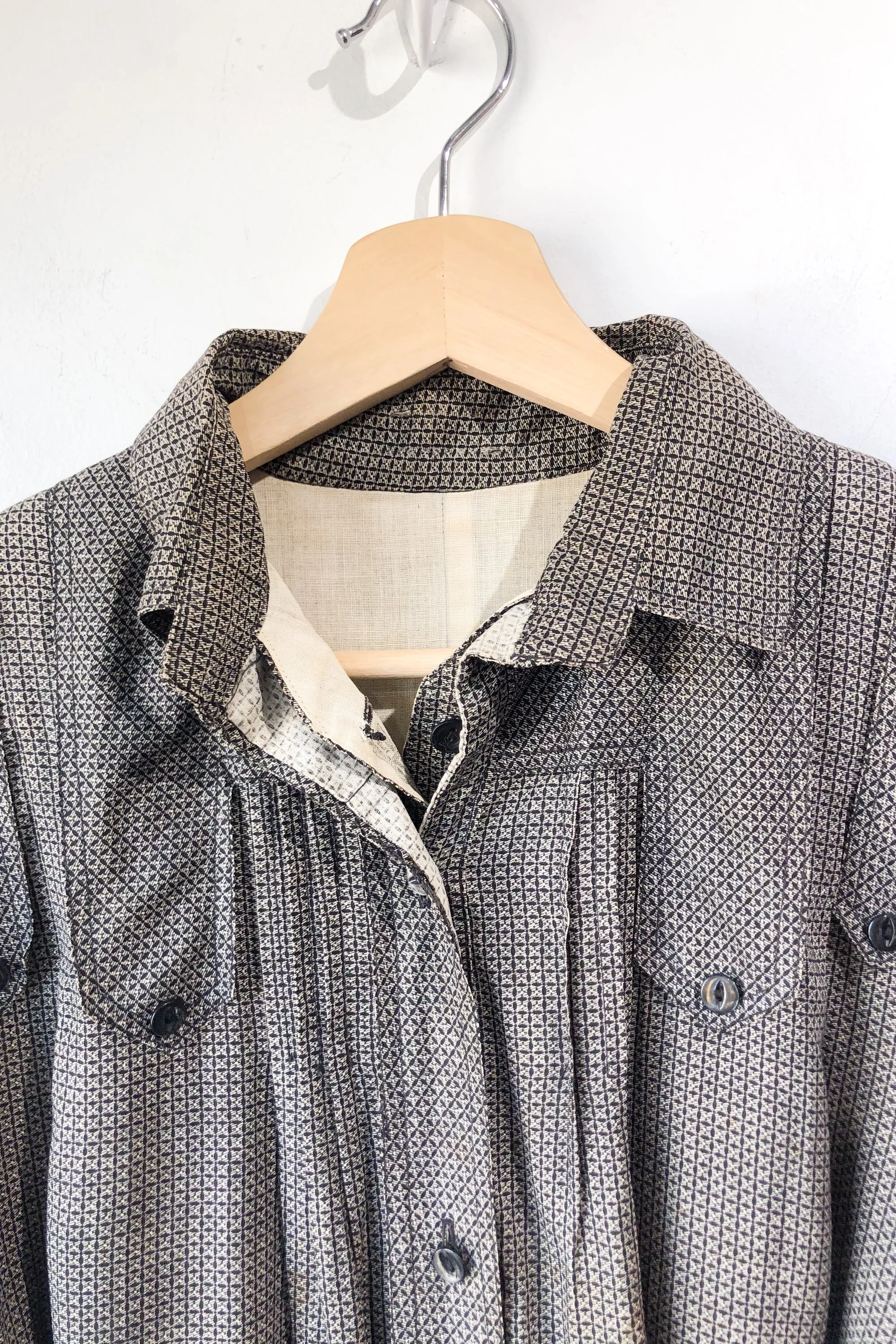 Antique Grey Printed Calico Dress