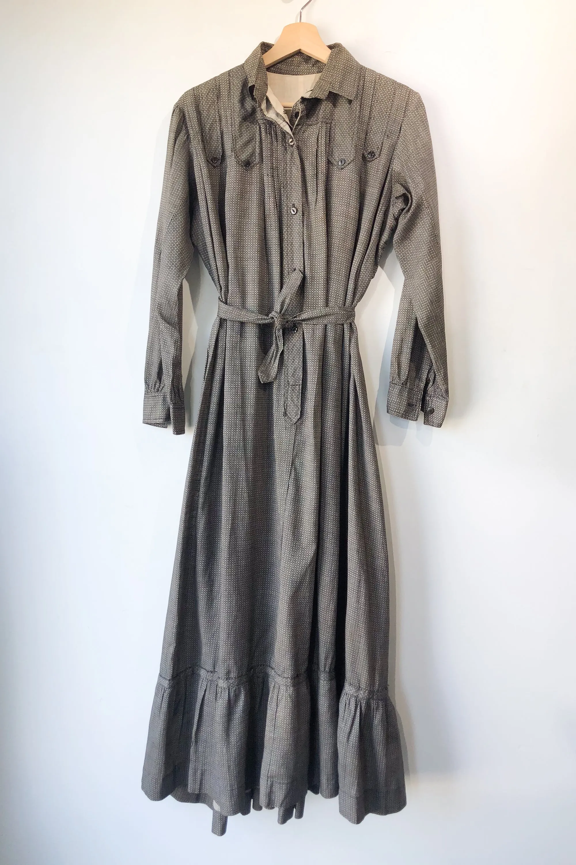 Antique Grey Printed Calico Dress