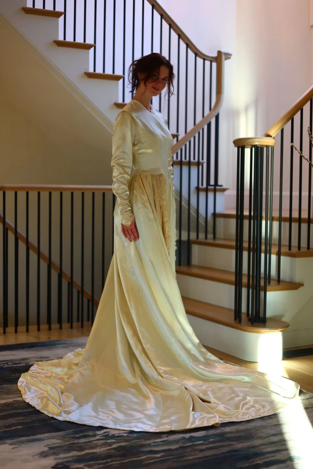 Antique Heavy Satin Wedding Dress