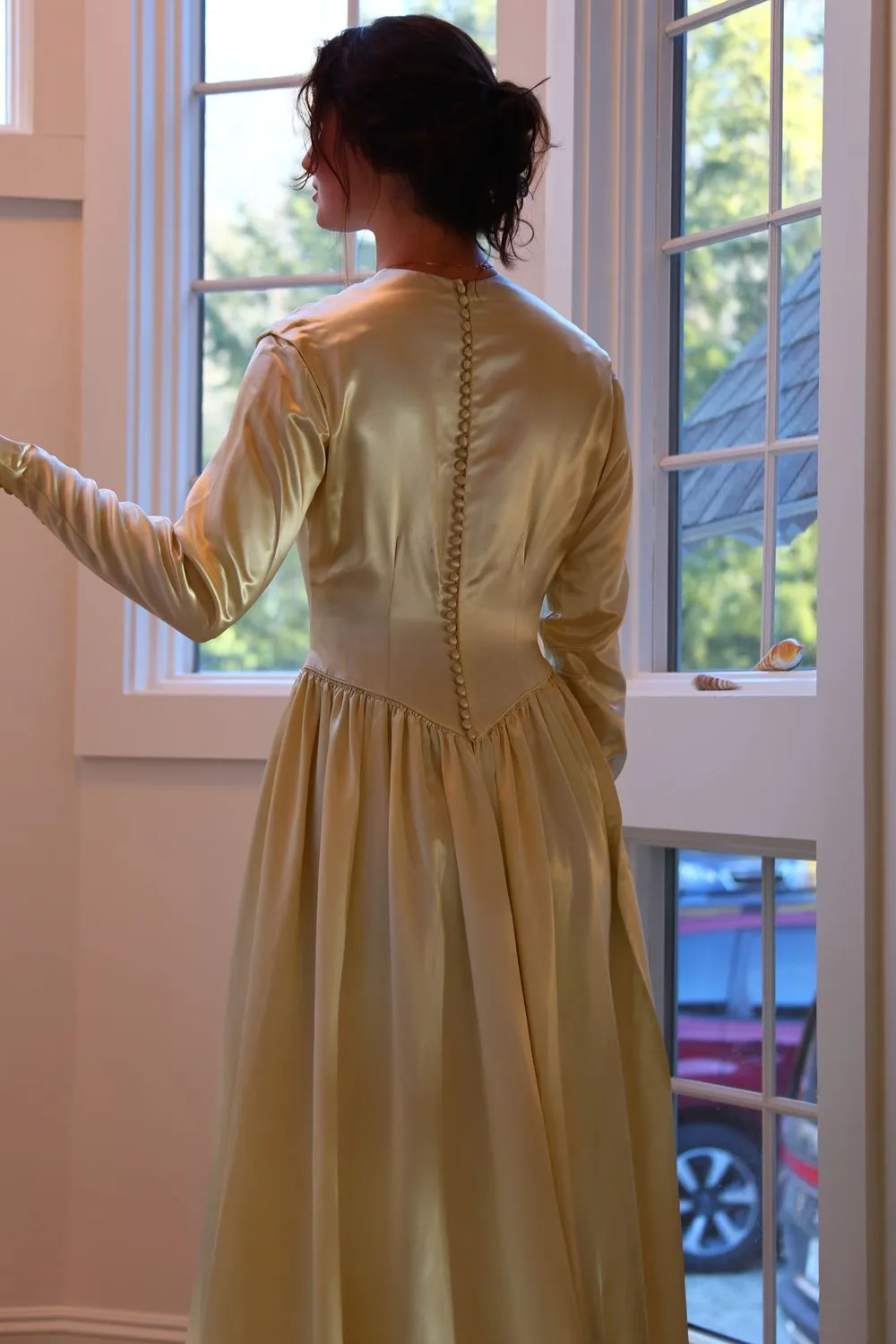 Antique Heavy Satin Wedding Dress