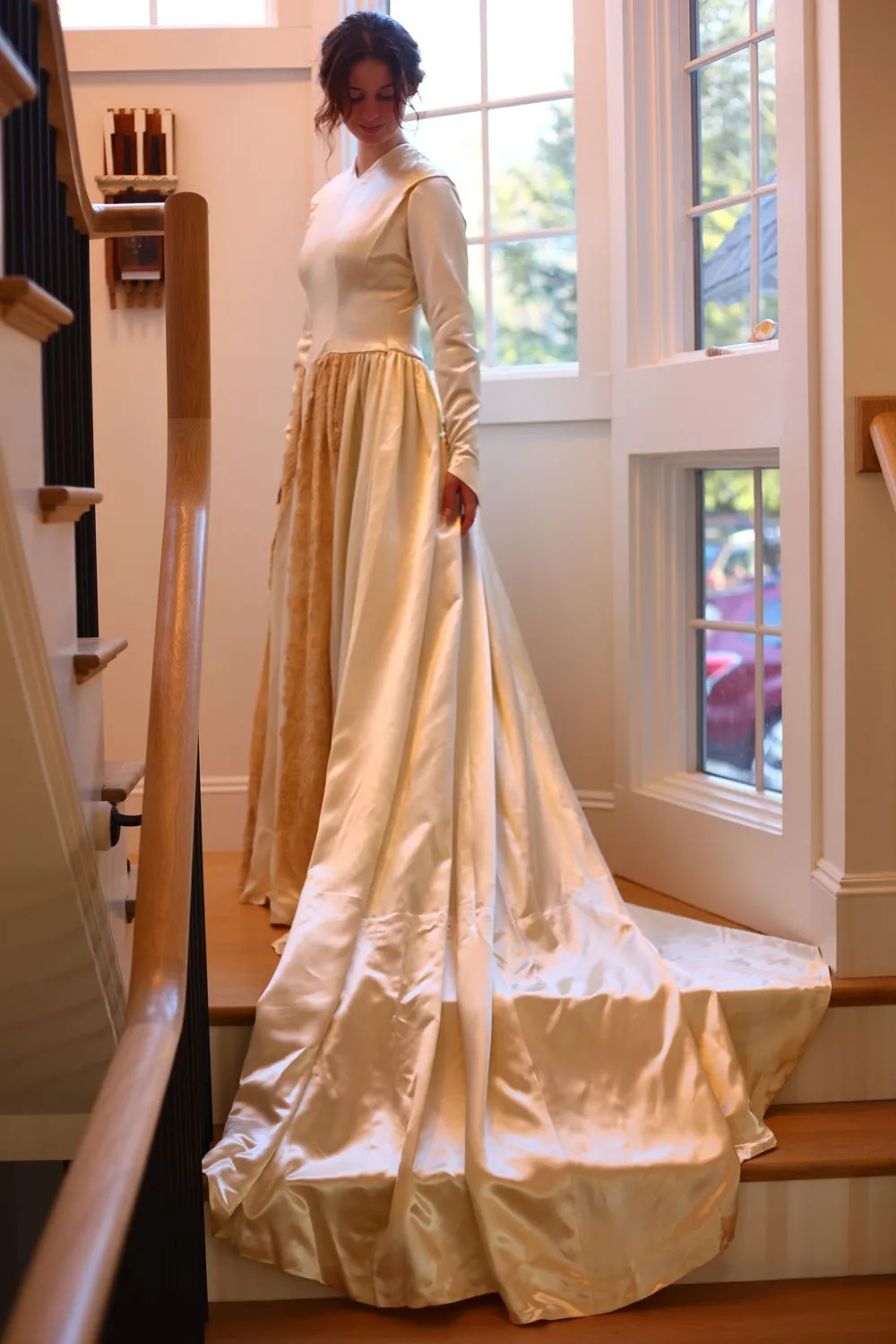Antique Heavy Satin Wedding Dress