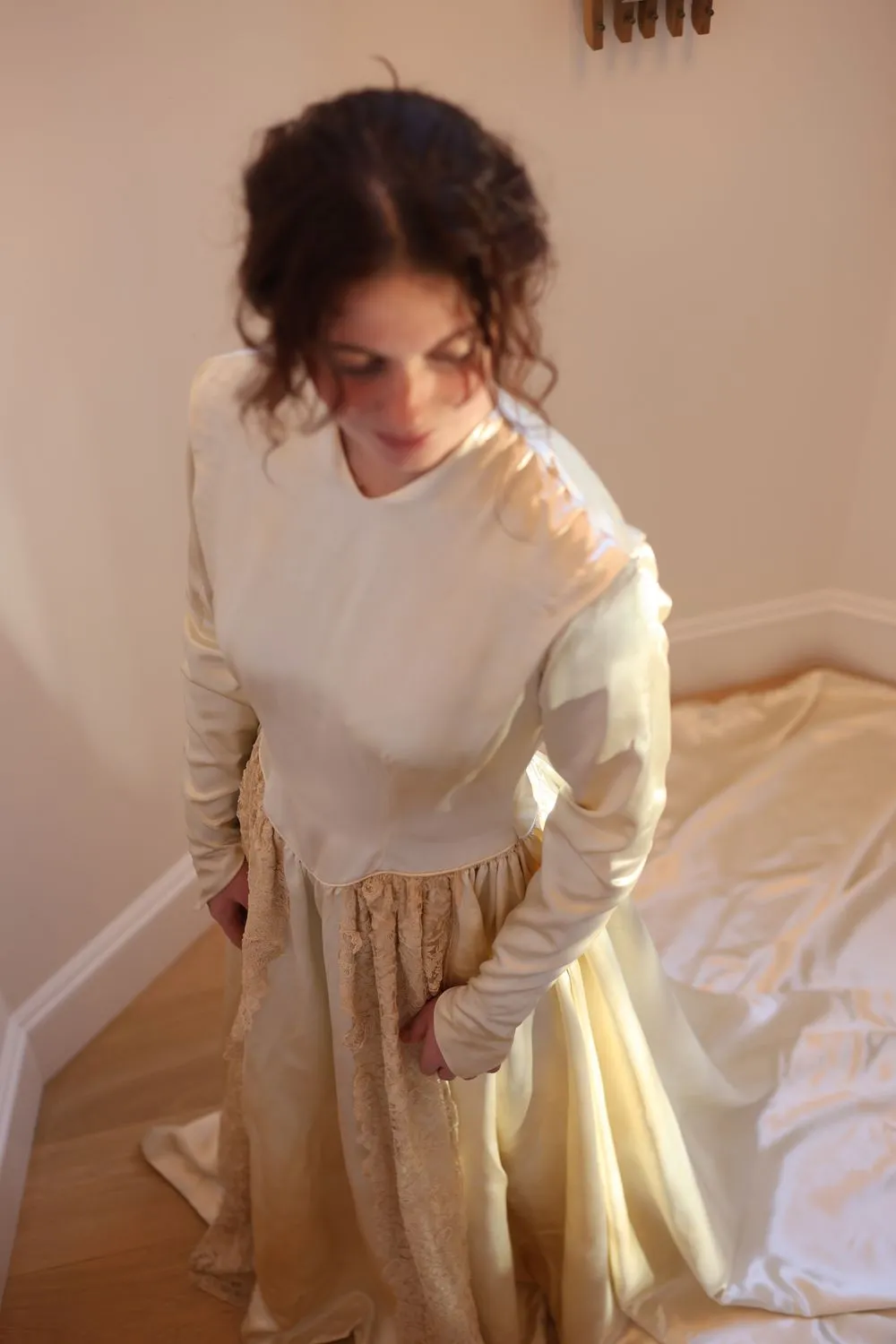Antique Heavy Satin Wedding Dress