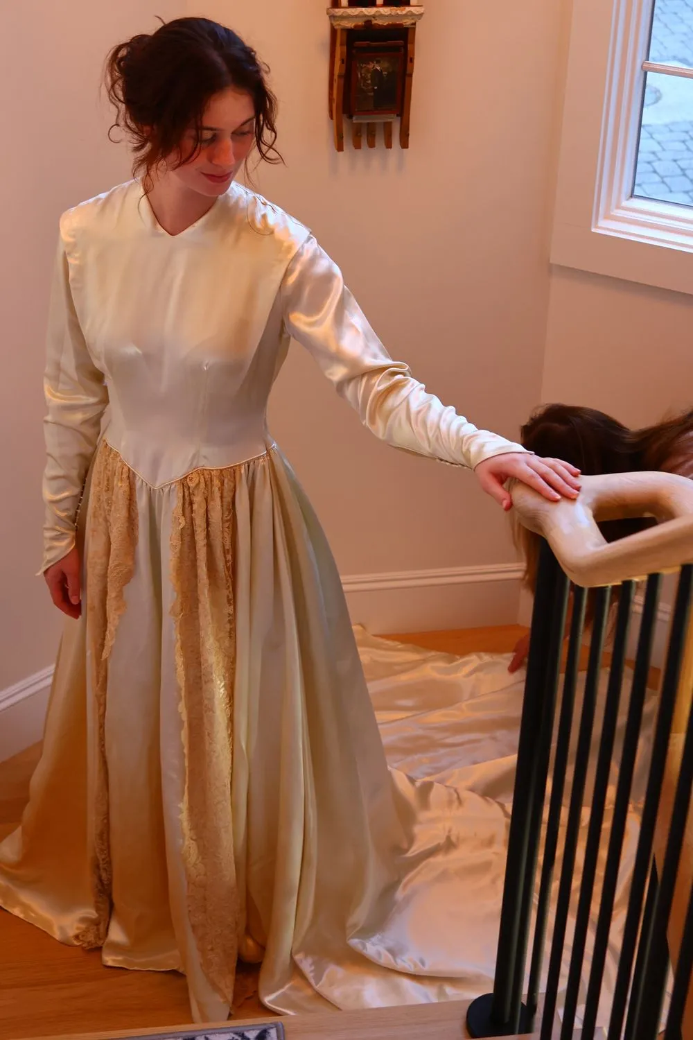 Antique Heavy Satin Wedding Dress