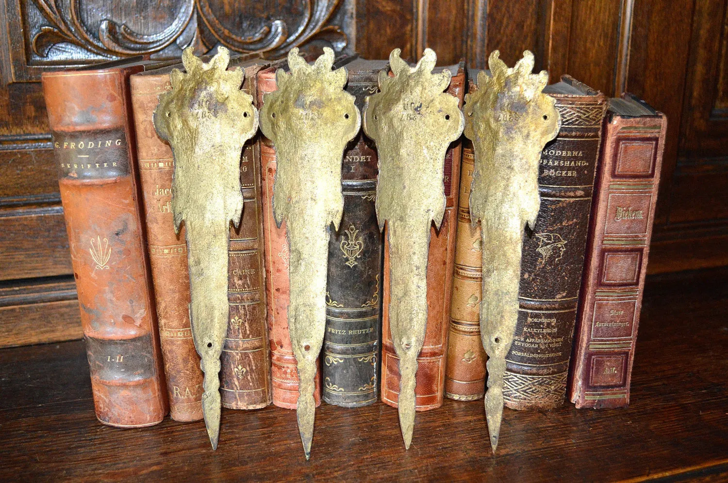 Antique Large Pair French Pediments Ormolu Bronze Floral Basket Mounts 2 Pair Available