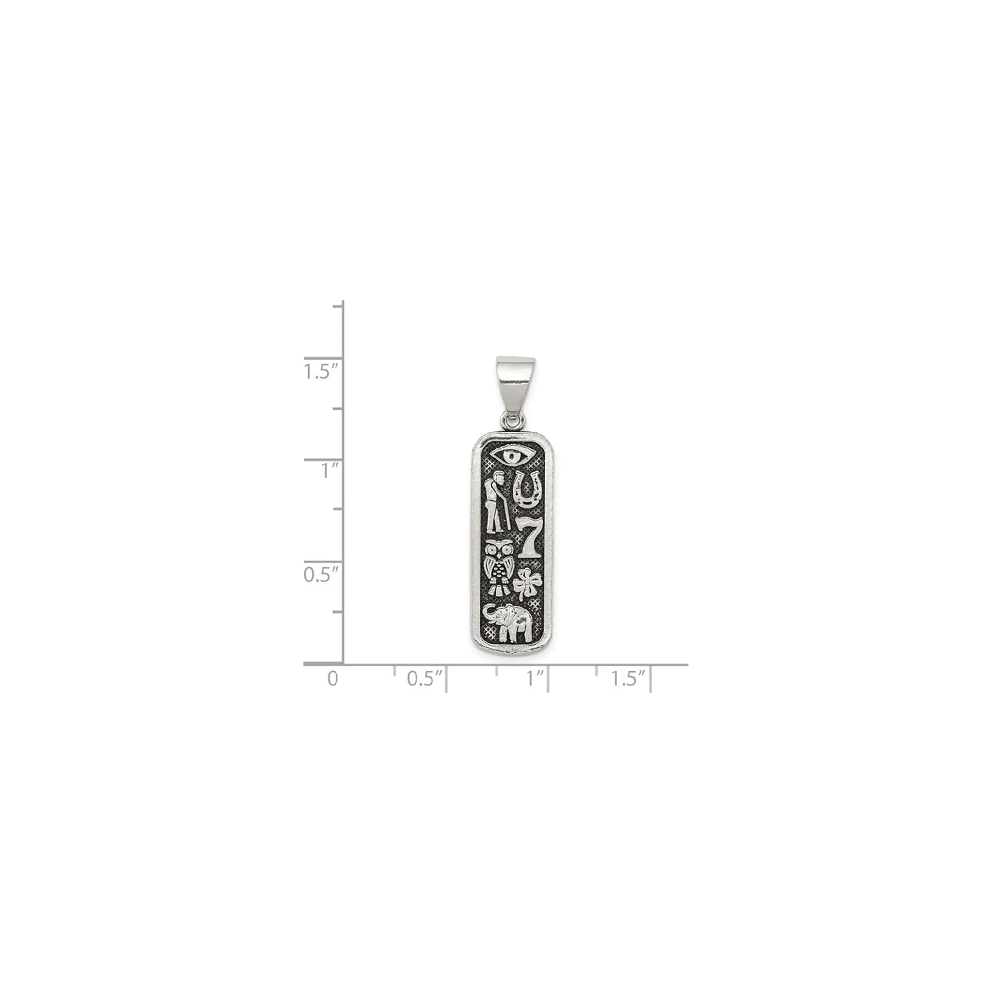 Antique Lucky Charms Cartouche Pendant (Silver)